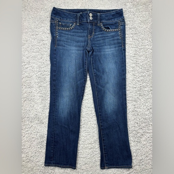 American Eagle Jeans Womens 4 Artist Stretch Dark Wash Studs Night Out Party - Picture 1 of 6